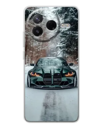 Чехол для Xiaomi Civi 4Pro с картинкой «BMW в зимнем лесу»