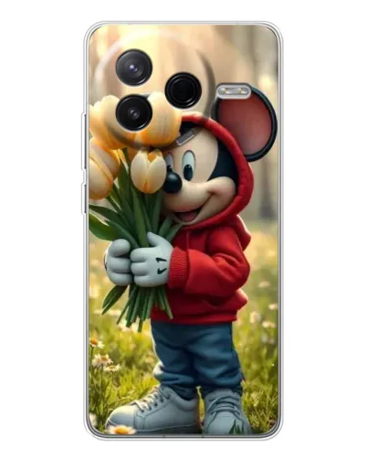 Чехол для Xiaomi Civi 4Pro с картинкой «Микки с тюльпанами»