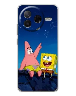 Чохол для Xiaomi Civi 4Pro з картинкою «Губка Боб та Патрік вночі»