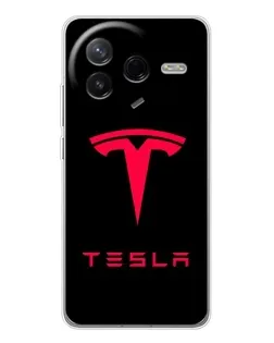 Чехол для Xiaomi Civi 4Pro с картинкой «Tesla Red Logo»