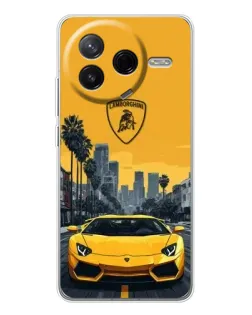 Чохол для Xiaomi Civi 4Pro з картинкою «Жовтий Lamborghini місто»