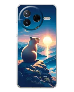 Чехол для Xiaomi Civi 4Pro с картинкой «Закат солнца с капибарой»