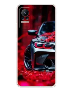 Чохол для Xiaomi Civi з картинкою «Спортивна BMW та квіти»