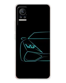 Чохол для Xiaomi Civi з картинкою «Блакитний силует Lamborghini»