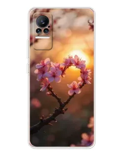 Чохол для Xiaomi Civi з картинкою «Рожевий цвіт  сердечко на тлі заходу»