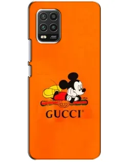 Чехол для Xiaomi Mi 10 Lite с картинкой «Микки Маус Gucci — оранж»