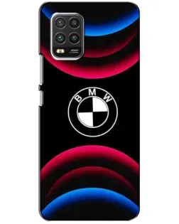 Чехол для Xiaomi Mi 10 Lite с картинкой «Логотип BMW и неоновые дуги»
