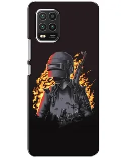 Чехол для Xiaomi Mi 10 Lite с картинкой «PUBG — огненный силуэт»