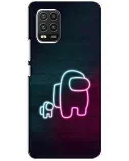 Чехол для Xiaomi Mi 10 Lite с картинкой «Among Us неон-арт»