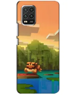 Чохол для Xiaomi Mi 10 Lite з картинкою «Майнкрафт захід сонця»
