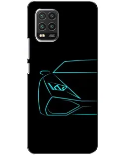 Чехол для Xiaomi Mi 10 Lite с картинкой «Голубой силуэт Lamborghini»