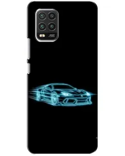 Чехол для Xiaomi Mi 10 Lite с картинкой «Неоновый контур Lamborghini»