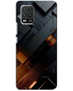 Чехол для Xiaomi Mi 10 Lite с картинкой «Черные геометрические блоки»
