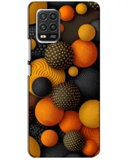 Чехол для Xiaomi Mi 10 Lite с картинкой «Объемные оранжевые сферы»