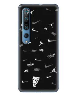 Чохол для Xiaomi Mi 10 Pro з картинкою «Nike Black Pattern»