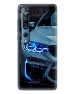 Чохол для Xiaomi Mi 10 Pro з картинкою «Погляд BMW з синіми фарами»