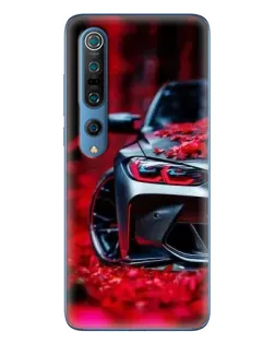Чехол для Xiaomi Mi 10 Pro с картинкой «Спортивная BMW и цветы»