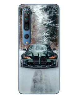 Чехол для Xiaomi Mi 10 Pro с картинкой «BMW в зимнем лесу»