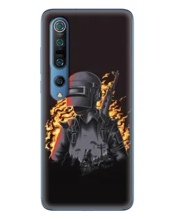 Чохол для Xiaomi Mi 10 Pro з картинкою «PUBG — вогняний силует»