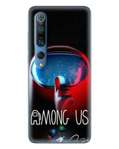 Чехол для Xiaomi Mi 10 Pro с картинкой «Красный импостер — макро»