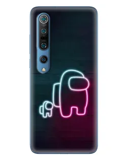 Чехол для Xiaomi Mi 10 Pro с картинкой «Among Us неон-арт»