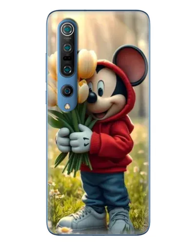 Чехол для Xiaomi Mi 10 Pro с картинкой «Микки с тюльпанами»