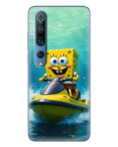 Чехол для Xiaomi Mi 10 Pro с картинкой «Спанч Боб на гидроцикле»