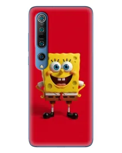 Чехол для Xiaomi Mi 10 Pro с картинкой «Спанч Боб на красном»