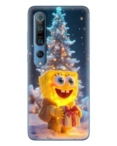 Чехол для Xiaomi Mi 10 Pro с картинкой «Рождественский Спанч Боб»
