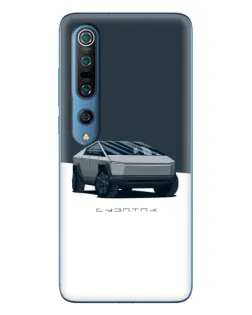Чохол для Xiaomi Mi 10 Pro з картинкою «Сріблястий Cybertruck Tesla»