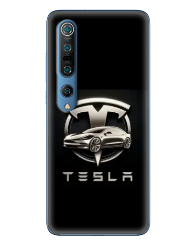 Чохол для Xiaomi Mi 10 Pro з картинкою «Tesla — срібне авто»