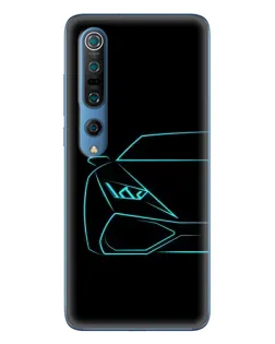 Чохол для Xiaomi Mi 10 Pro з картинкою «Блакитний силует Lamborghini»
