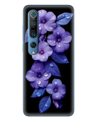 Чохол для Xiaomi Mi 10 Pro з картинкою «Фіолетові квіти з росою»