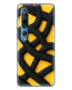 Чохол для Xiaomi Mi 10 Pro з картинкою «Чорне жовте переплетення»