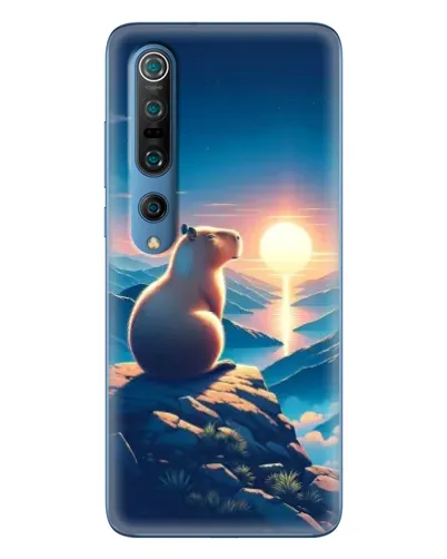 Чехол для Xiaomi Mi 10 Pro с картинкой «Закат солнца с капибарой»