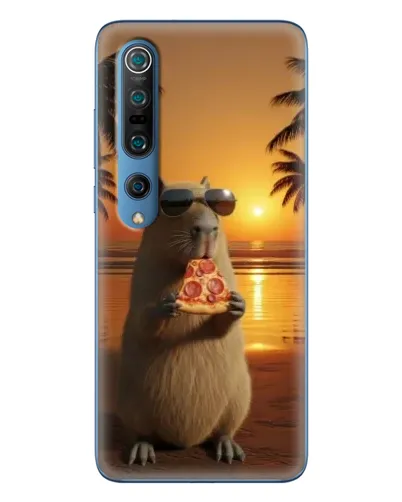 Чехол для Xiaomi Mi 10 Pro с картинкой «Капибара с пиццей»
