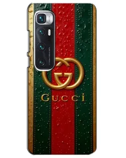 Чехол для Xiaomi Mi 10 Ultra с картинкой «Gucci — фирменная полоса и золото»