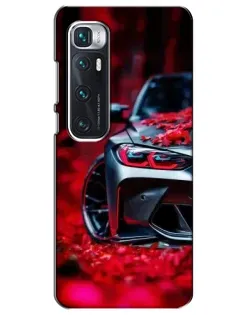 Чехол для Xiaomi Mi 10 Ultra с картинкой «Спортивная BMW и цветы»