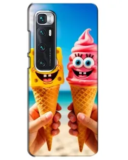 Чехол для Xiaomi Mi 10 Ultra с картинкой «Спанч Боб мороженое»