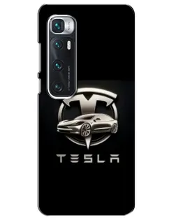 Чехол для Xiaomi Mi 10 Ultra с картинкой «Tesla — серебристое авто»