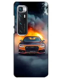 Чехол для Xiaomi Mi 10 Ultra с картинкой «Audi в огненном дыму»