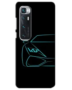 Чехол для Xiaomi Mi 10 Ultra с картинкой «Голубой силуэт Lamborghini»