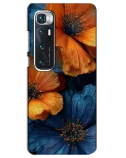 Чехол для Xiaomi Mi 10 Ultra с картинкой «Яркая сине-оранжевая флора»