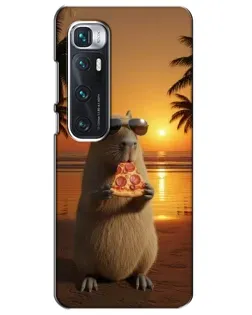 Чехол для Xiaomi Mi 10 Ultra с картинкой «Капибара с пиццей»