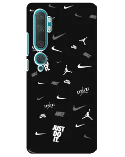 Чехол для Xiaomi Mi 10 с картинкой «Nike Black Pattern»