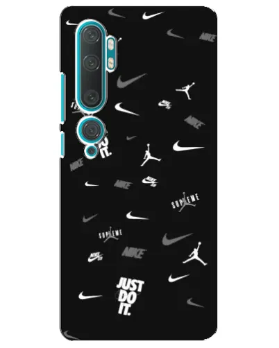 Чехол для Xiaomi Mi 10 с картинкой «Nike Black Pattern»