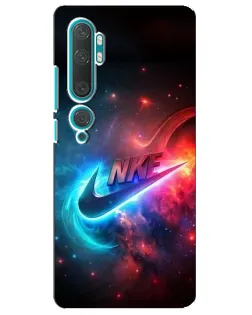 Чехол для Xiaomi Mi 10 с картинкой «Огненный логотип Nike»