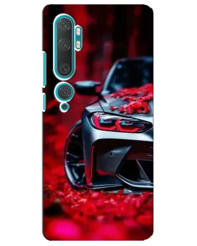 Чехол для Xiaomi Mi 10 с картинкой «Спортивная BMW и цветы»