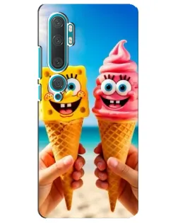 Чехол для Xiaomi Mi 10 с картинкой «Спанч Боб мороженое»