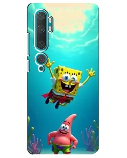 Чехол для Xiaomi Mi 10 с картинкой «Спанч Боб под водой»